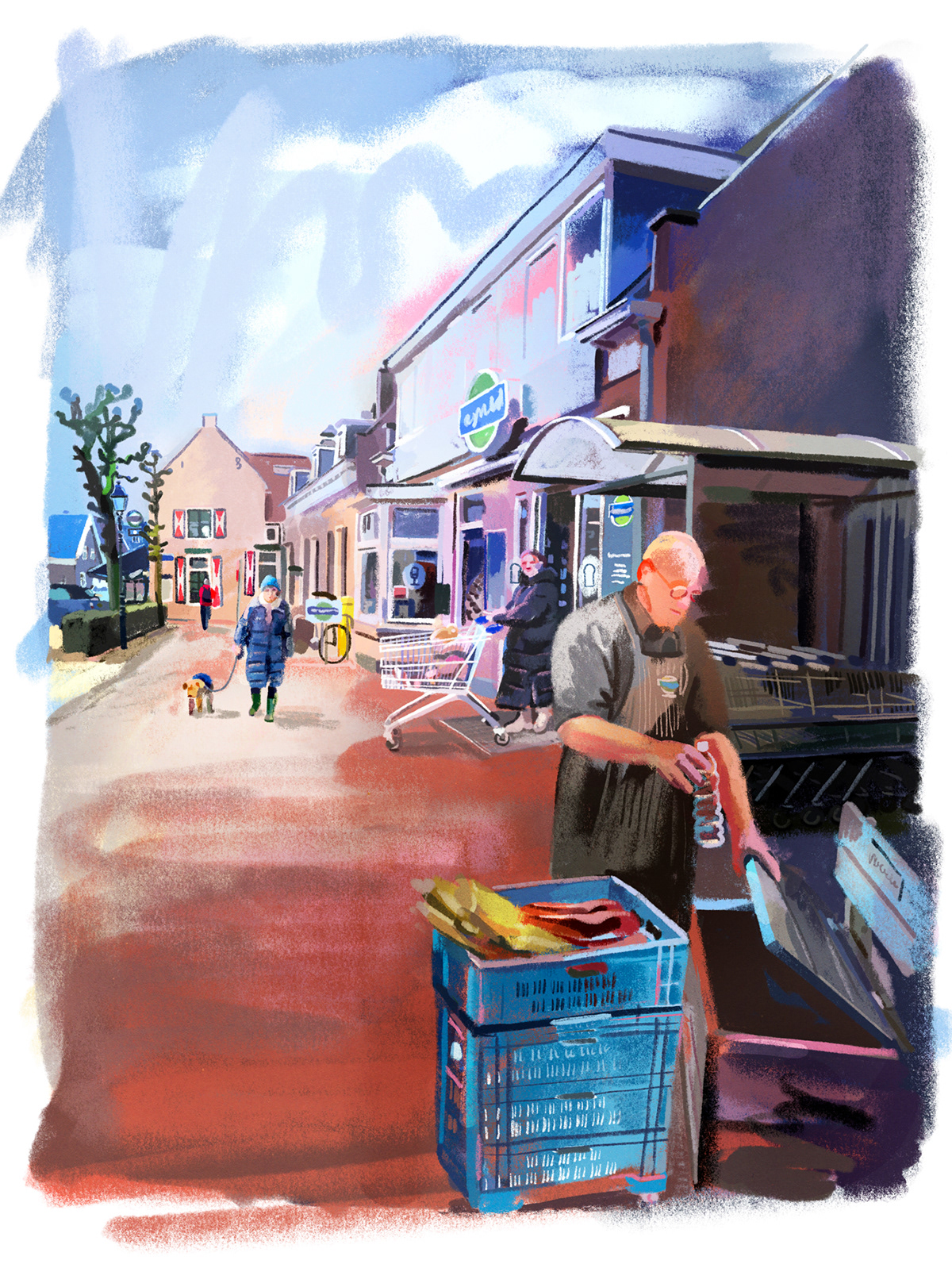 cover illustration illustrated reportage magazineillustration Netherlands reportage social social Illustration Street street illustration village