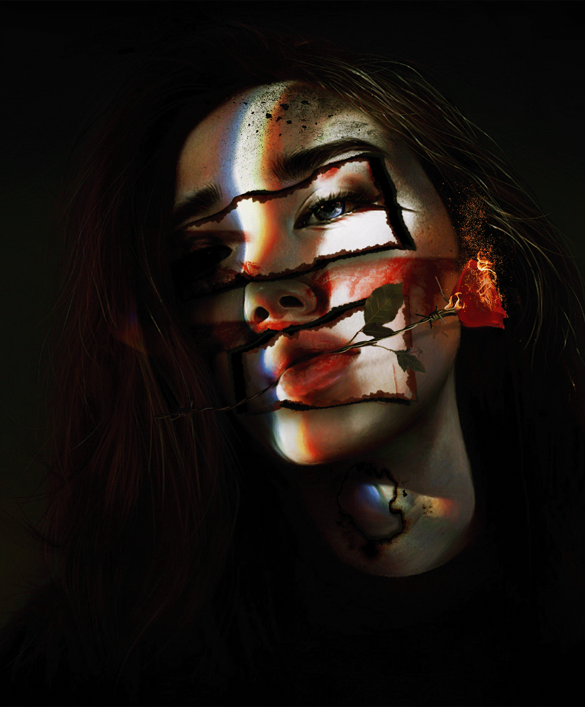 burn dark Editing  fantasy fire girl goth manipulation photoshop surreal