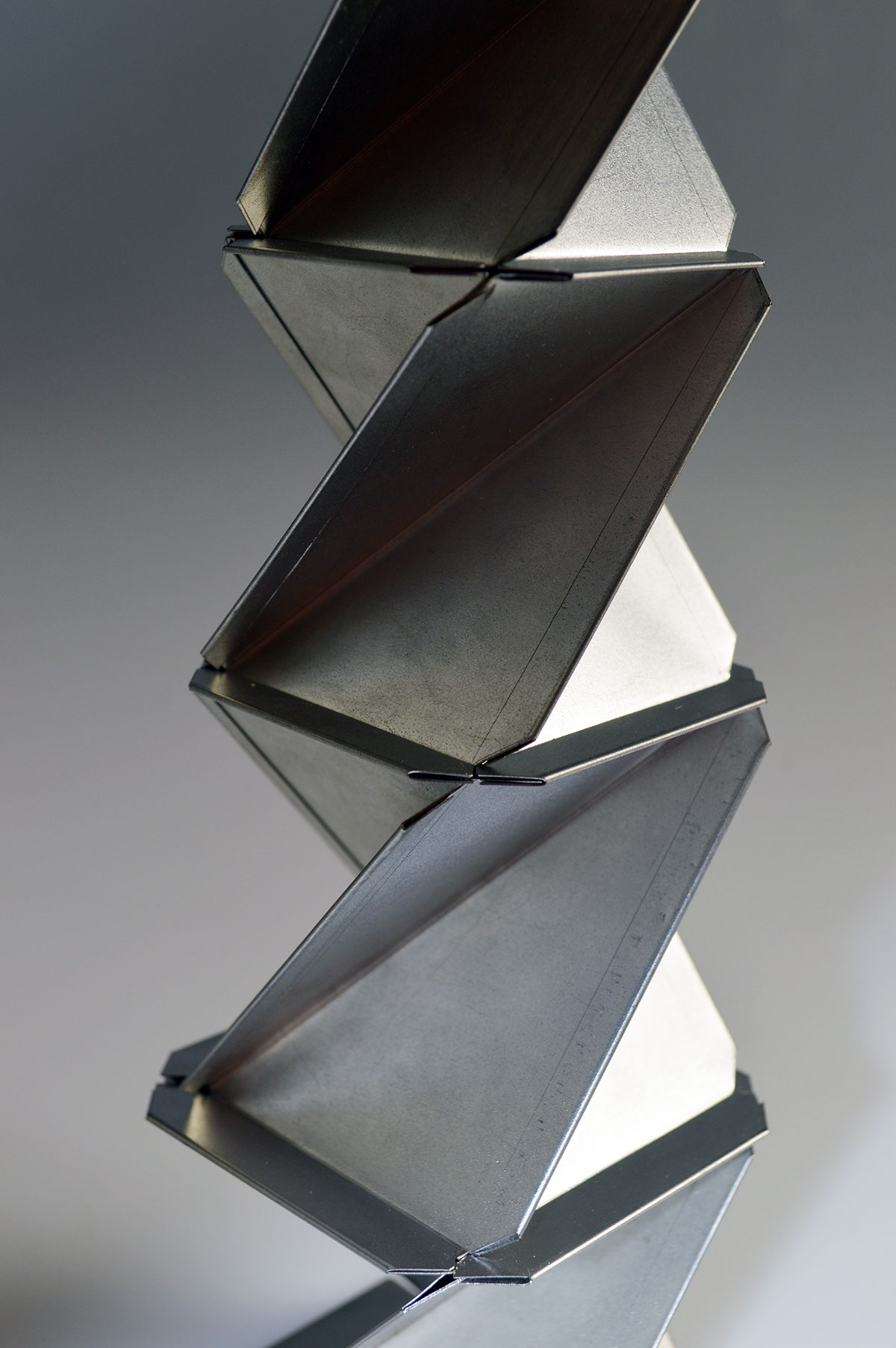 abstract geometric spatial Dynamic Metal 1  sheet metal tin plated steel sculpture polygon polygonal geometry cold connection welding Structural kinetic