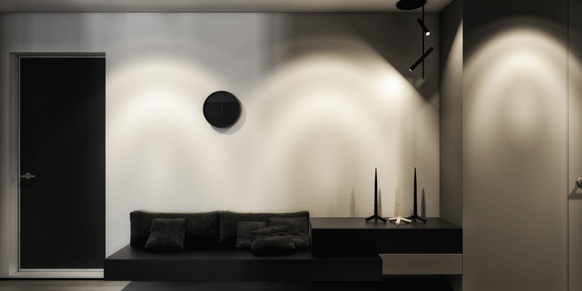 Design Project art studio new project Minimalism modern interior black-white interior design