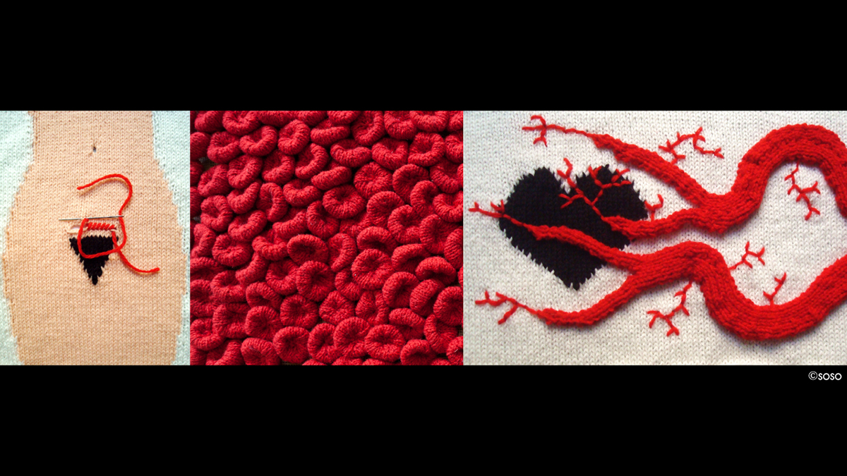 c section blood Blood cells motherhood birth heart veins knitting hand knitting Tricot