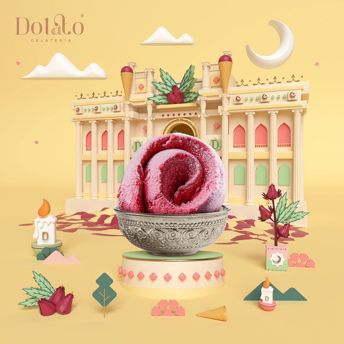 3D c4d cinema4d dessert Gelato illustrations Italy Render ramadan