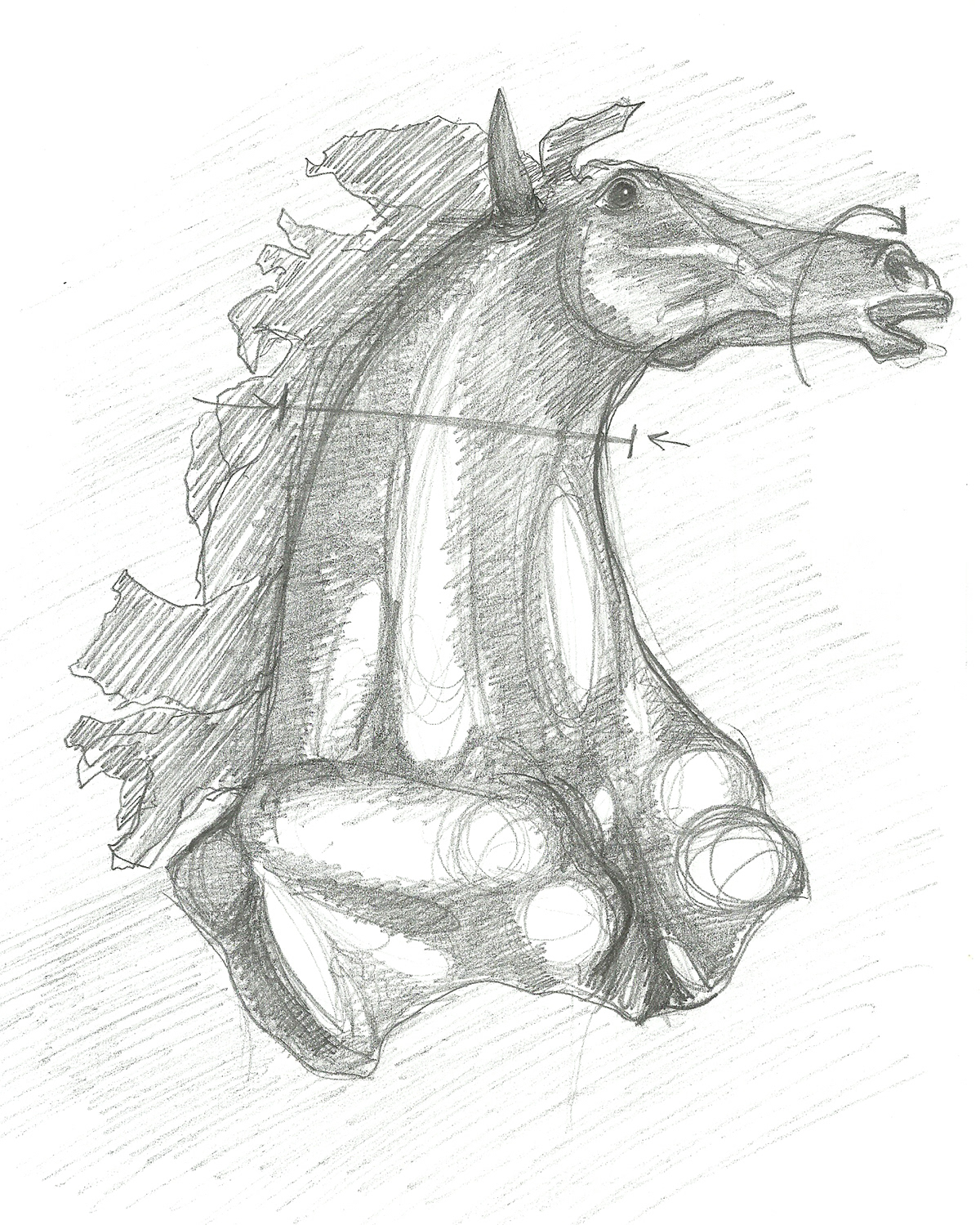 horse sketch pencil movement black and white