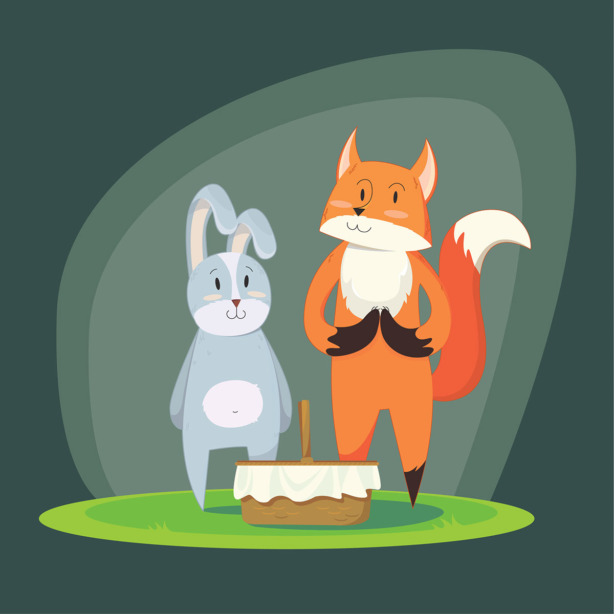 picnic FOX hare animals