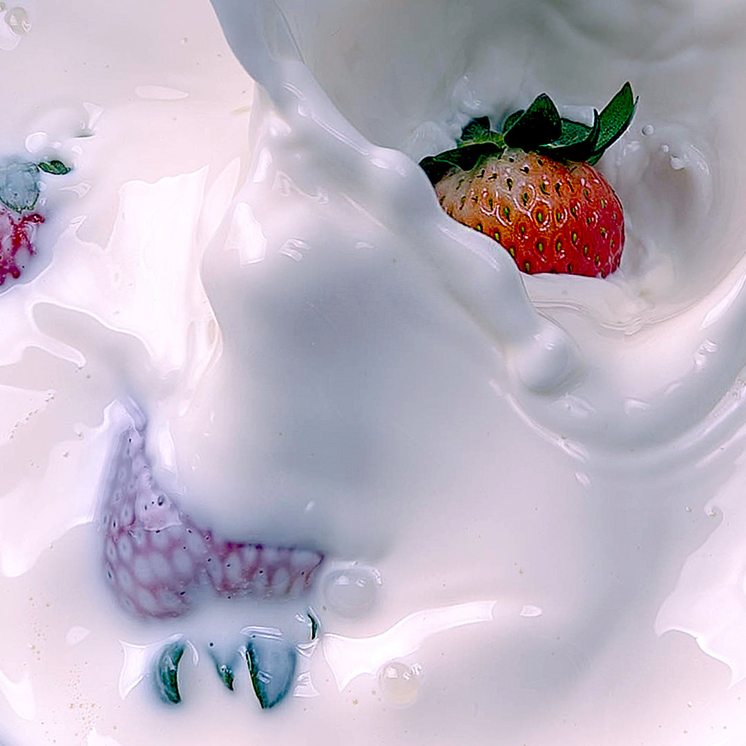 strawberries blueberries milk milk splash fast shutter splash food photography