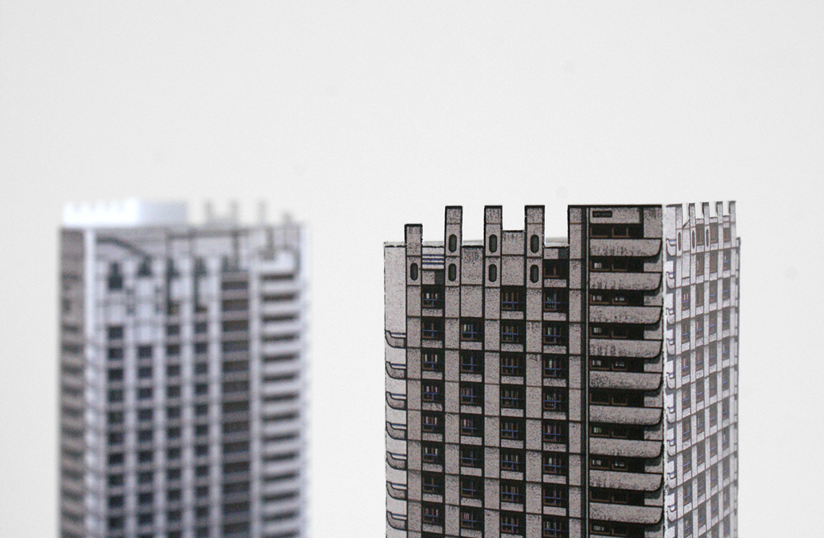 Brutalism London modernism papercraft DIY popup city cardboard paper model Erno goldfinger tower blocks council estates demolition