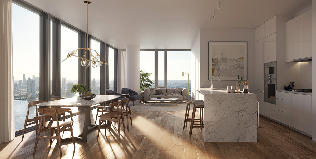 NYC Tower architecture 3dvisualisation Architectural Visualisation 3D Rendering Richard Meier New York