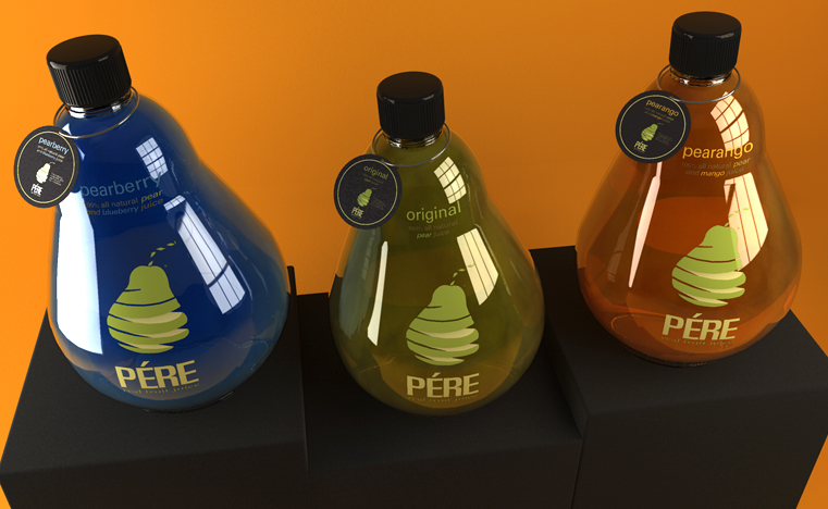 Pear juice bottle glass brand visual identity corporate Packaging product French pere logo c4d cinema 4d photoshop core all-natural natural awesome cool Health Website iphone Mango blueberry strawberry organic sweet