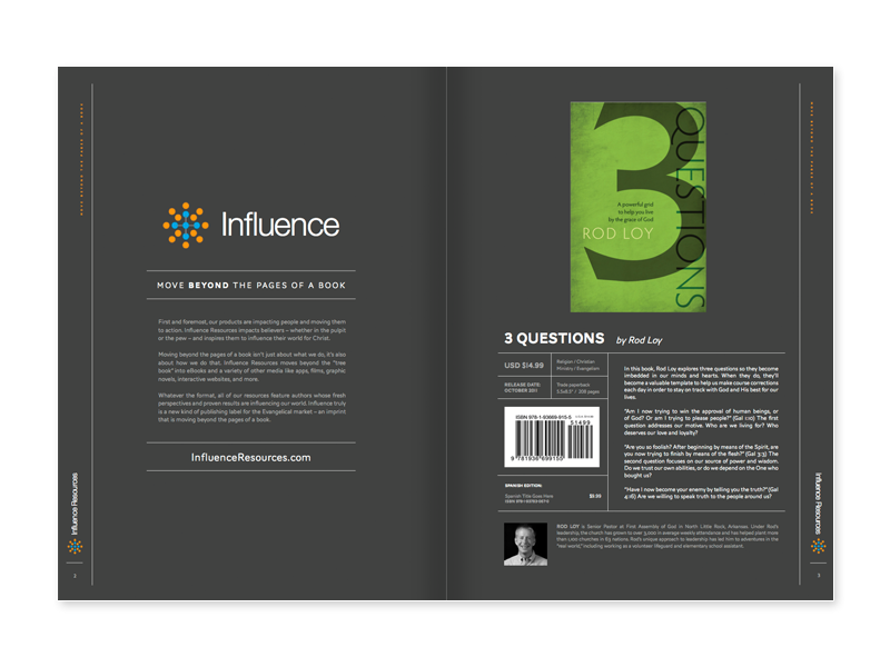 influence resources assemblies of god catalog book cover trade catalog trade publication Booklet magazine Catalogue publishing   publisher black White clean modern contemporary grid icons crisp organized book simple