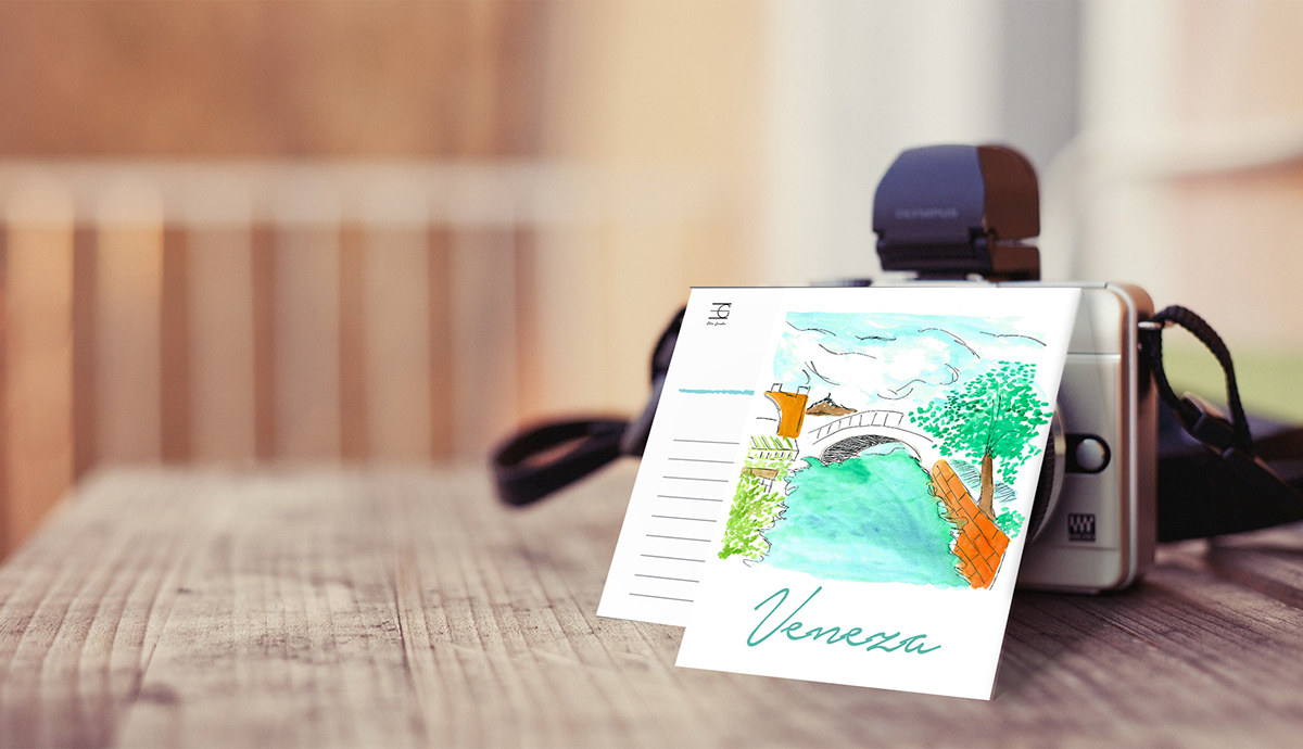 Ilustração Italy verona veneza milano garda aquarel color postcard post card draw