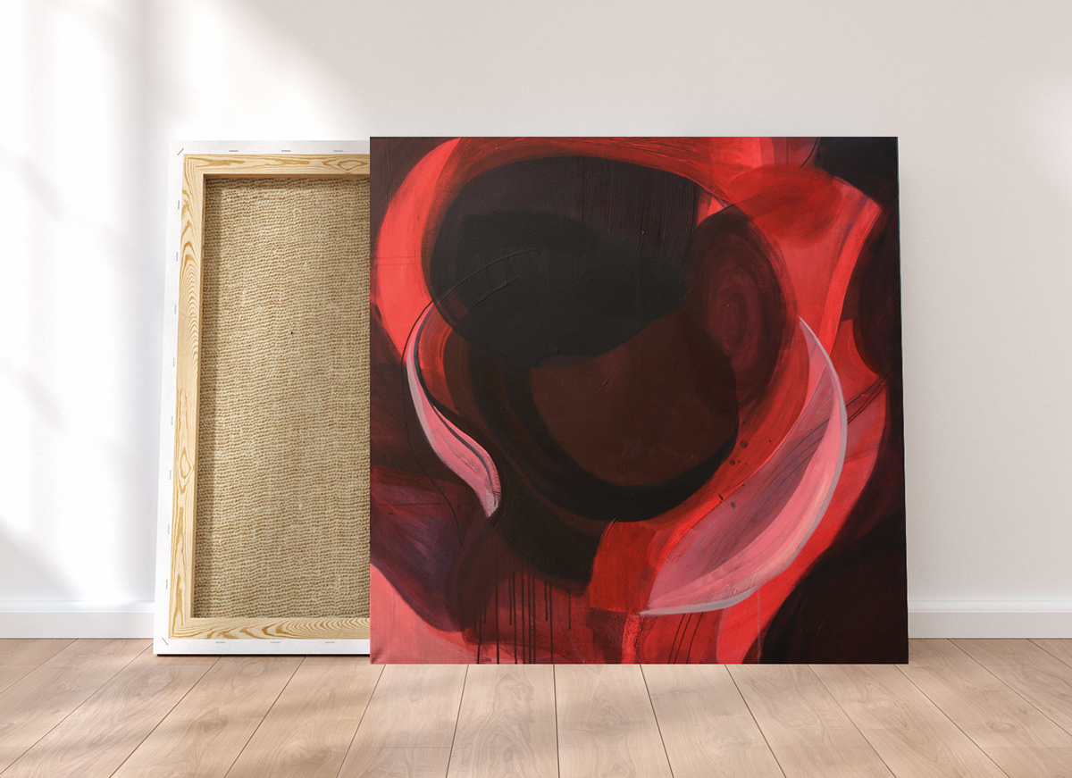 Abstract Art abstraction abstrakcja acrylic black Minimalism modern obraz painting   red