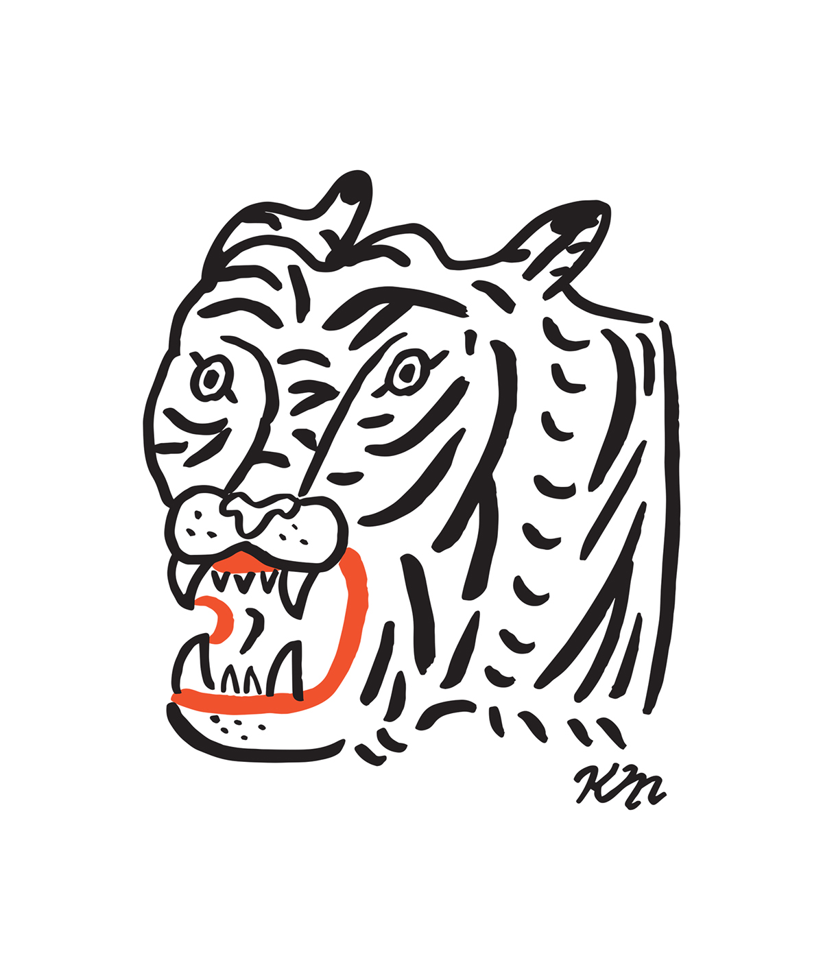 ILLUSTRATION  tiger illo T-Shirt Design big cat animal illustration