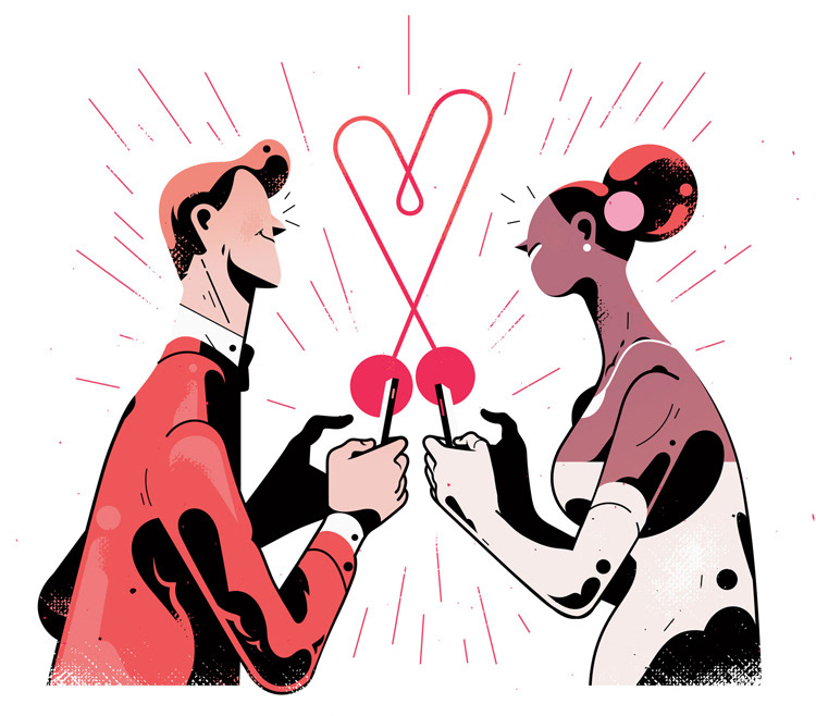 tinder online dating editorial vector linework textures Dating