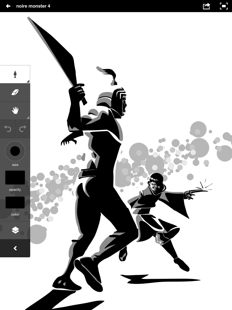 adobe ideas iPad cartoon comic adobeideas noir monster Super Hero Character black and white Green Lantern Majin Buu vector