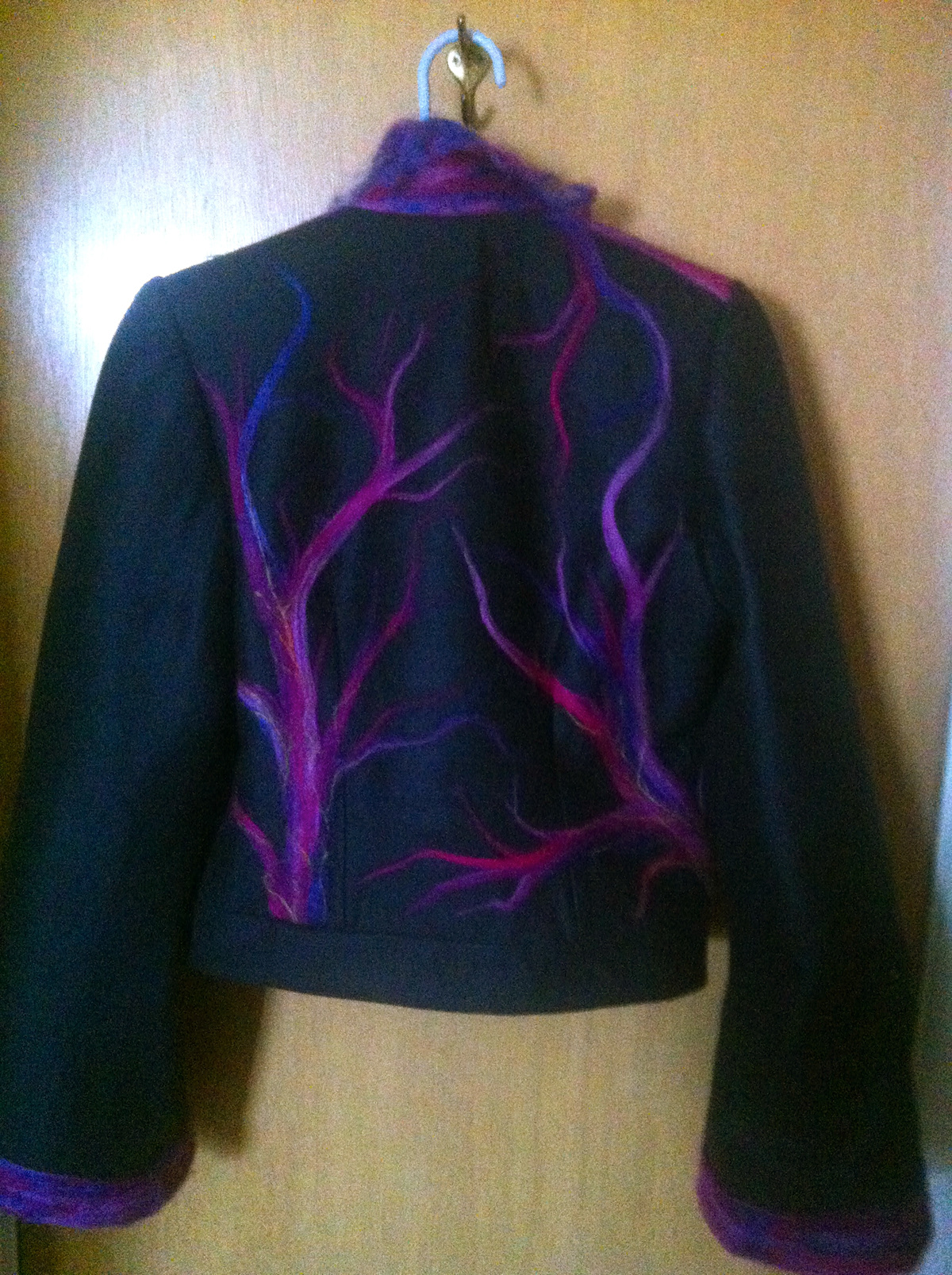 wool felt Needle Felting Moreno mohair jacket fashion design womenswear vines felting roving