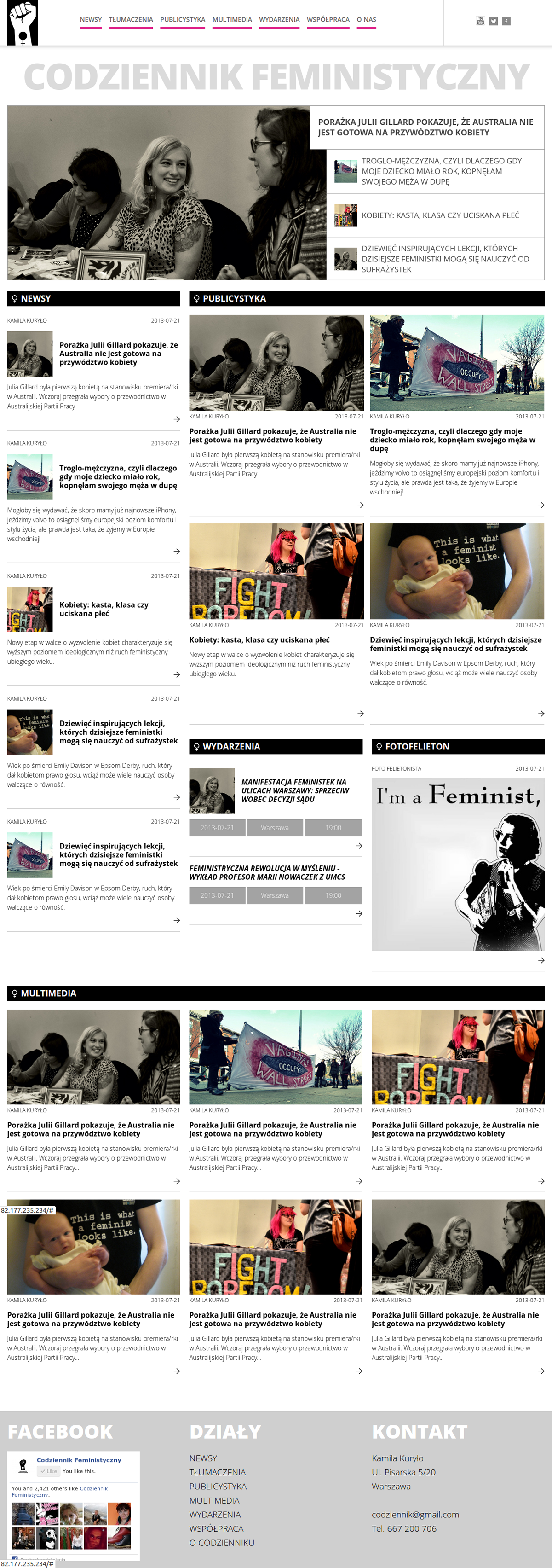 rwd Codziennik Feministyczny magazine layout feminist minimal 2D flat design Responsive