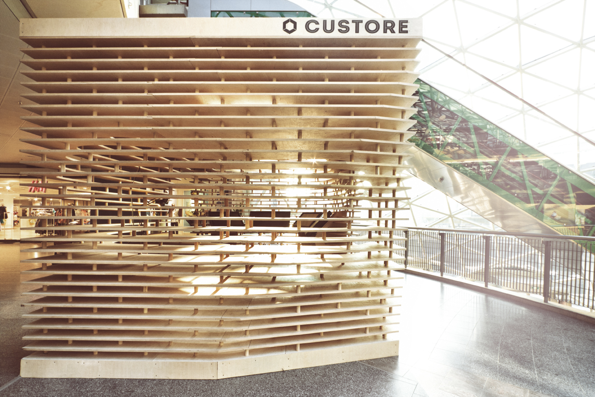 custore pavilion exposition plywood cnc milled sections Exhibition  contemporary generative parametric Grasshopper
