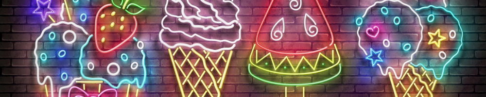 neon ice cream signboard vector realistic Food  Nightlife banner 3D light
