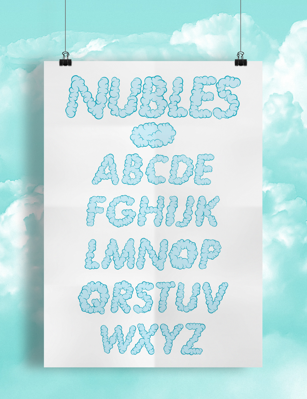 font cloud graphic typo clouds ÑUBLE nubles Illustrator vector