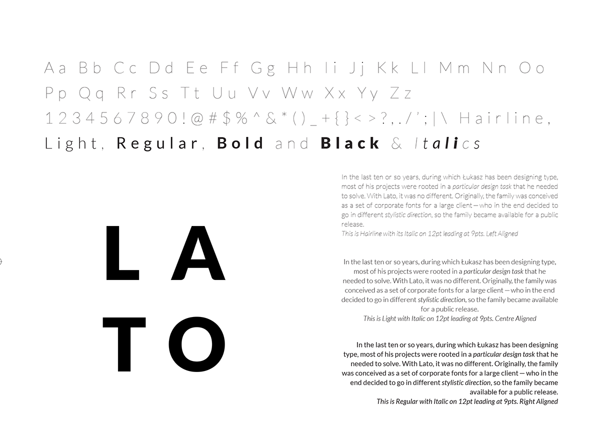 type fonts font flag type specimen sheet black and white lato brochure bauhaus monochrome Angles grid