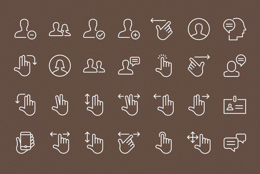 icons UI ux sympletts stroke outline Ecommerce devices gestures weather media
