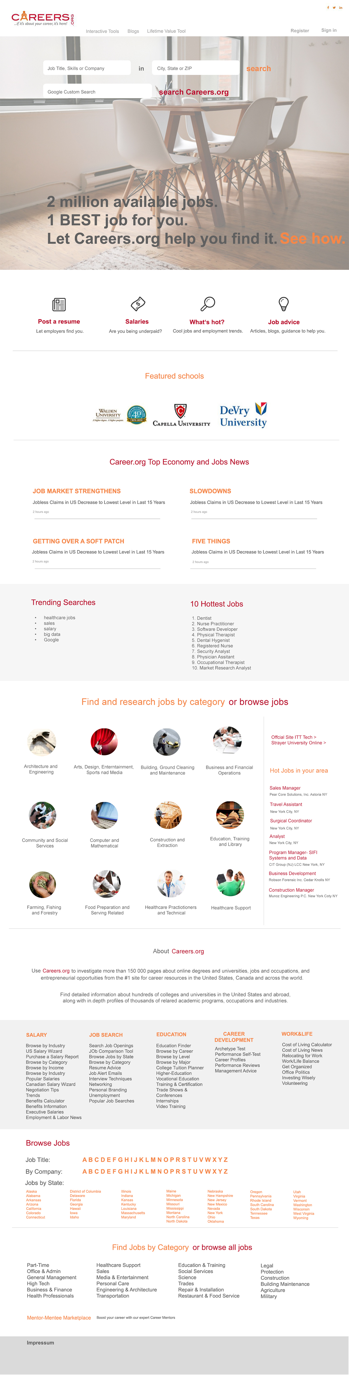 photoshop Web template job search engine
