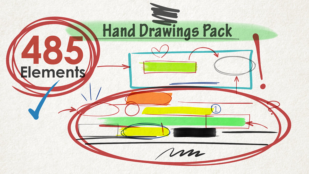 arrows hand drawings doodles sketch elements 2D scribbles hand drawn motion graphics 