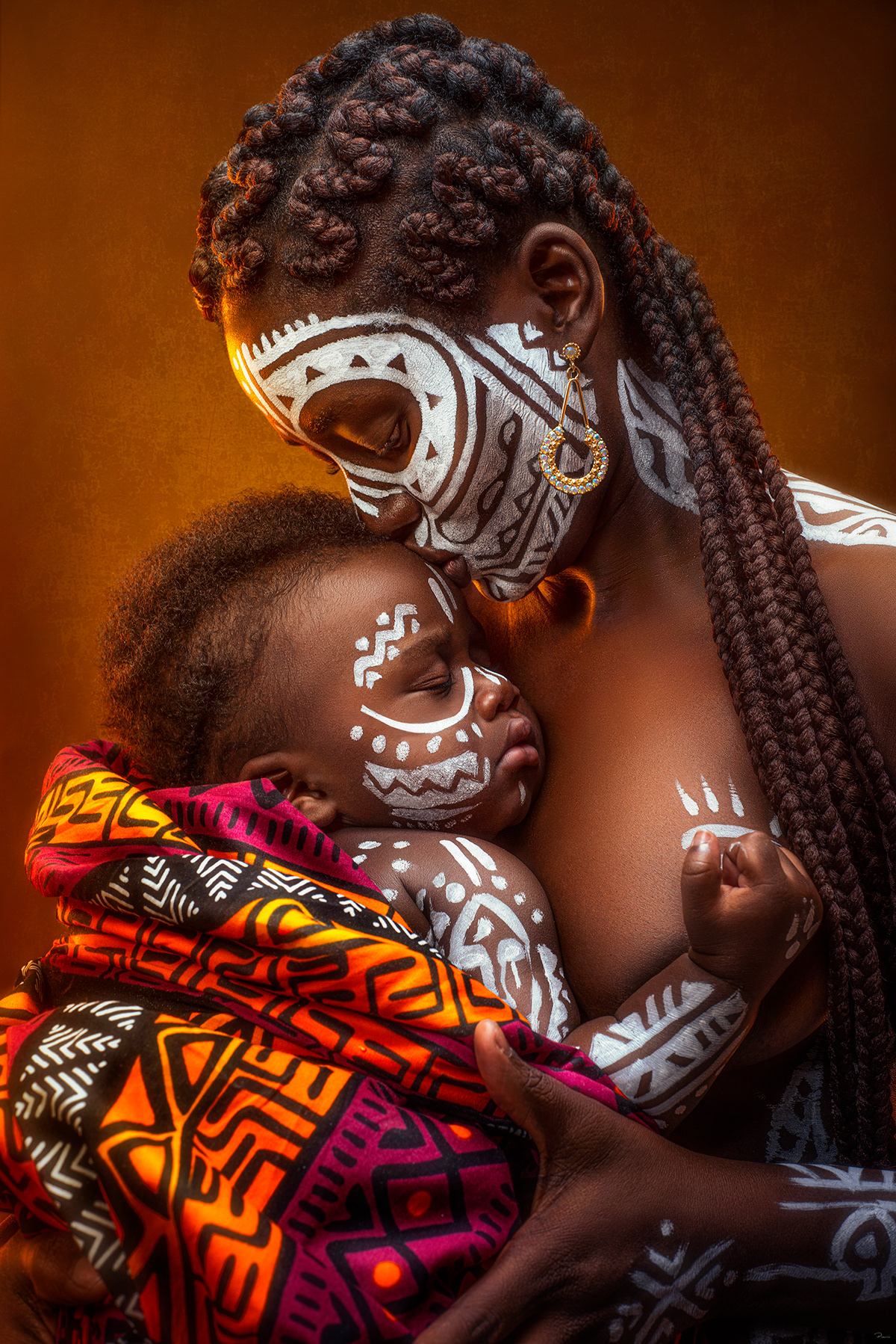 afro baby photography beauty black woman BODYPAINT family model Photography  retouch woman