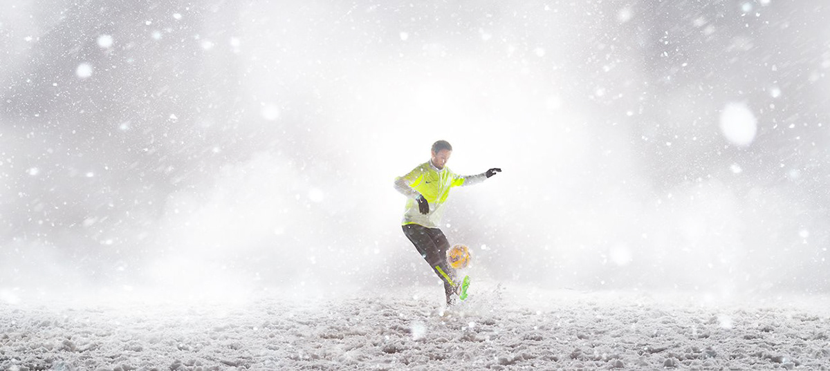 Nike football winter snow sport photo retouch