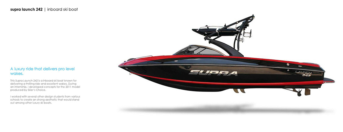 Supra inboard  Ski boat concept rendering design process
