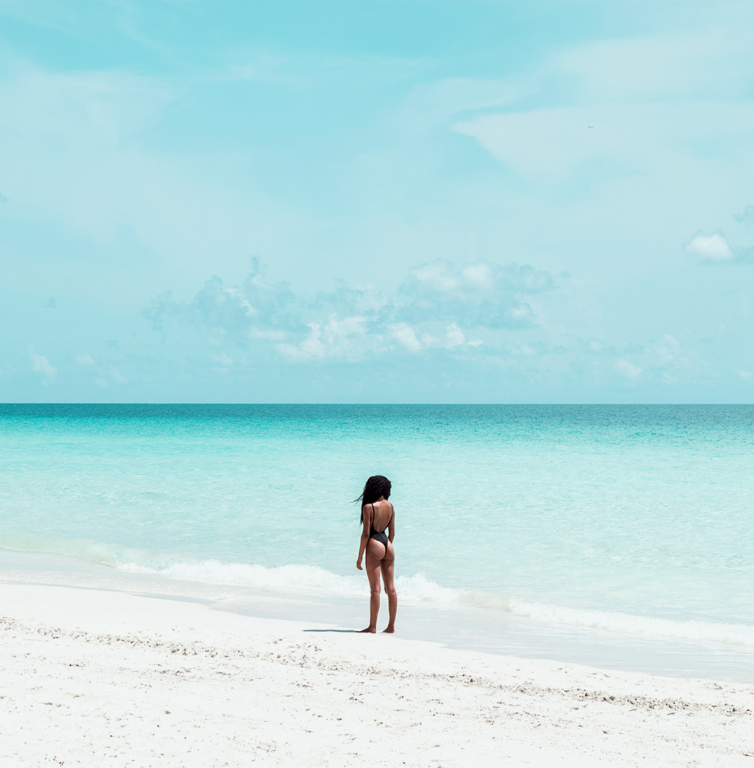 south beach miami florida bikini woman Umbrella minimal swimwear