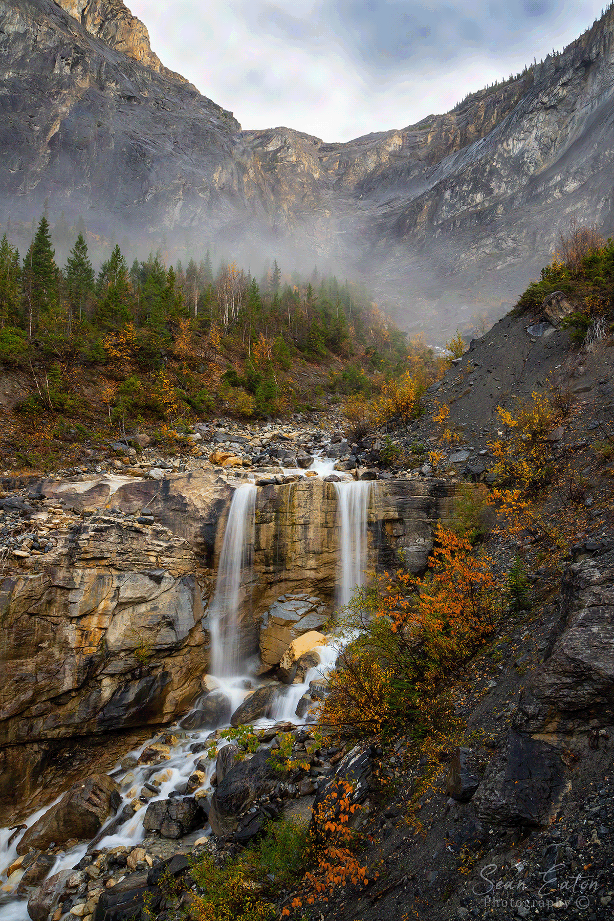 autumn british columbia Canada canadian rockies Canon Landscape mist Rocky Mountains waterfall Yoho National Park