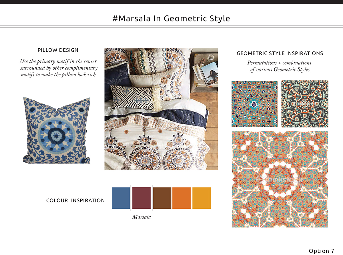 bedding conceptualisation moodboard marsala pantone graphicdesign