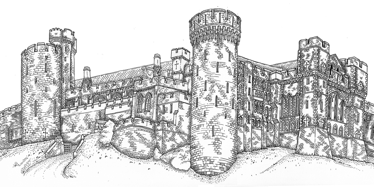 arundel Castle battlements ink stone historic buildings history england medieval