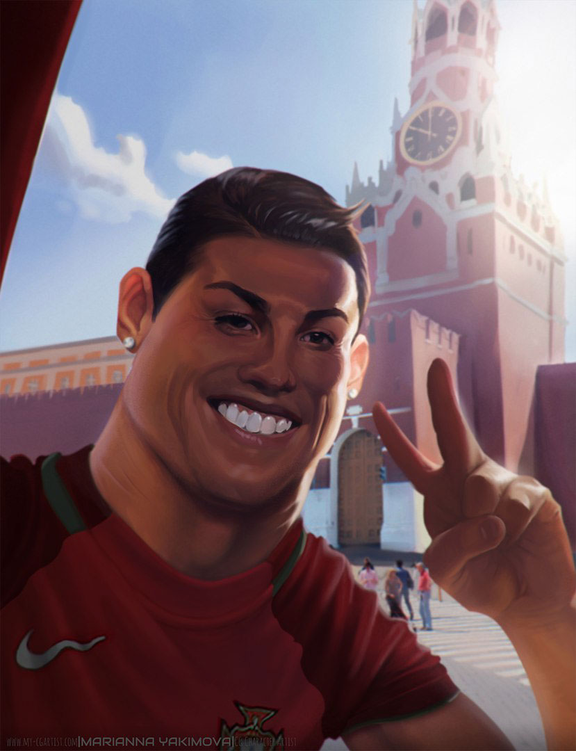 Character design  Kremlin selfie Fan Art cristiano ronaldo FIFA fifaworldcup Digital Art  ILLUSTRATION  caricature  