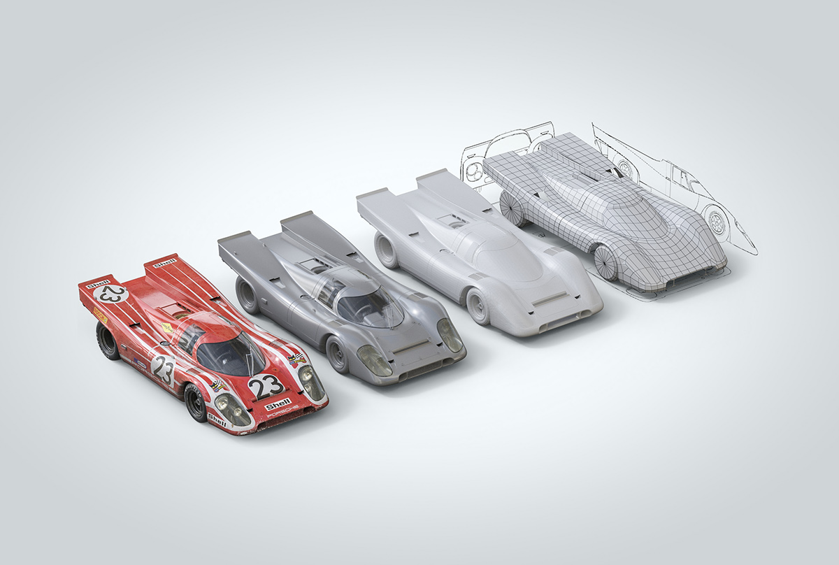 art print uniquelimited automotive   3D Porsche porsche917 car le mans 24H Le Mans gallery Unique & Limited 3dsmax photoshop postproduction recreation