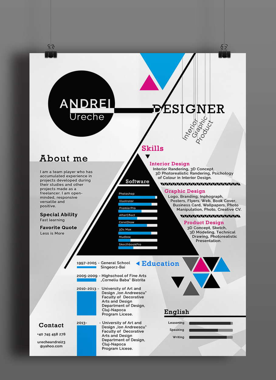 CV Creativity design curiculum vite designer Project job
