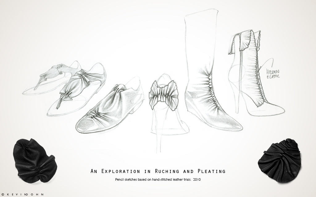 Kevin Dohn footwear designer footwear shoes contemporary fashion footwear contemporary footwear sketch footwear sketches ruching Pleating