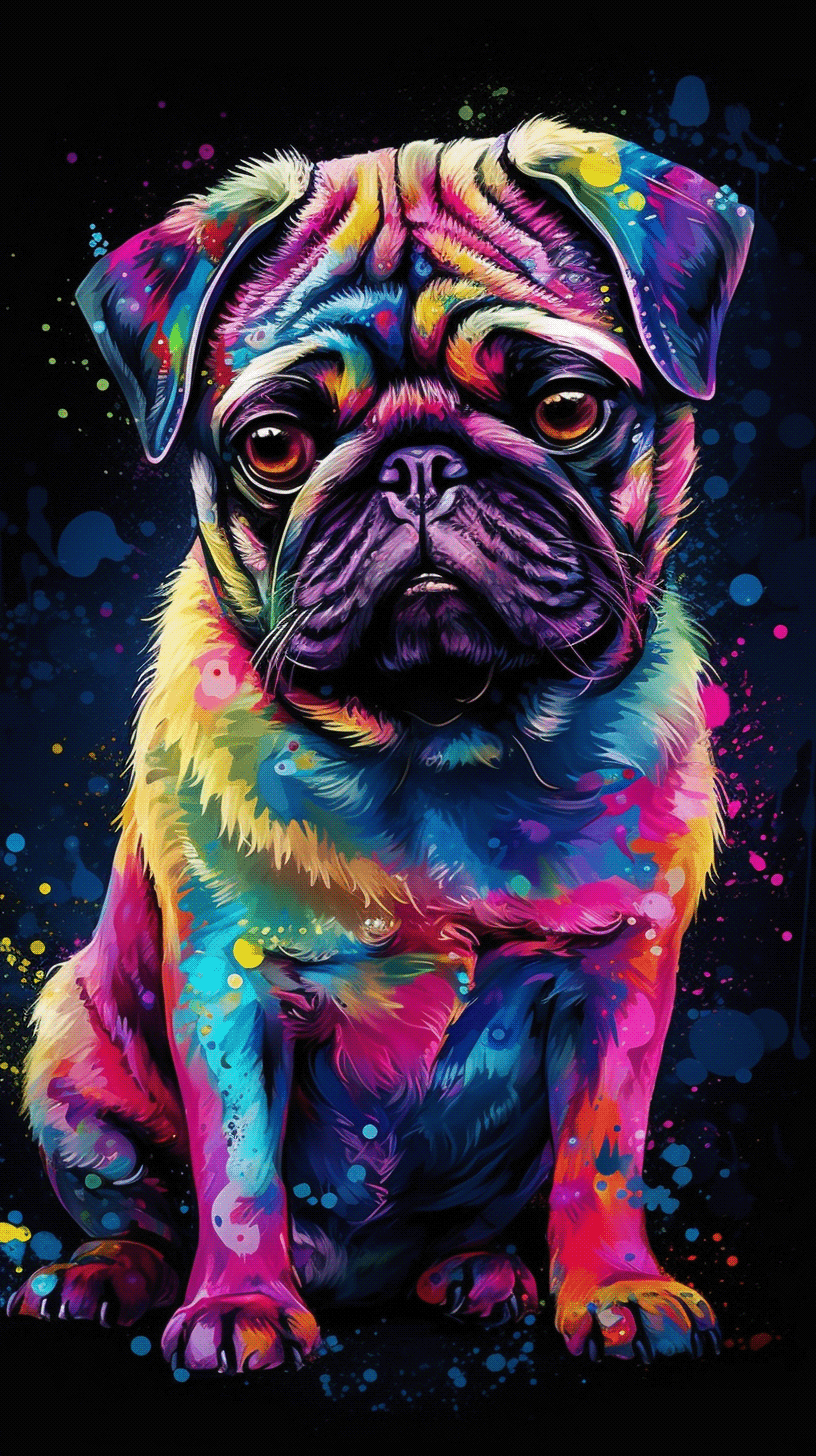 Ai Art colorful midjourney Pug