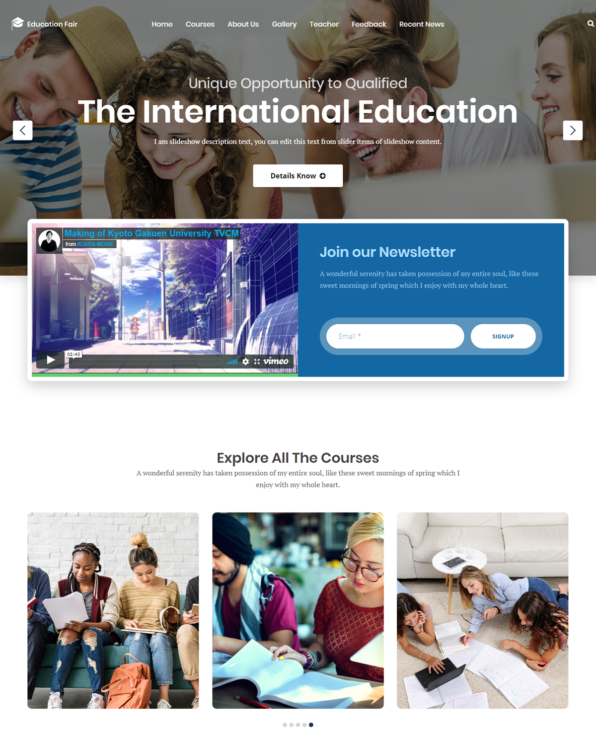 education-fair landing page