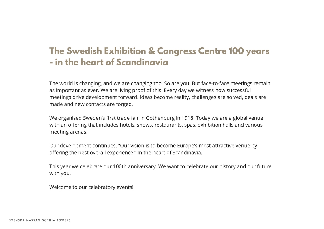 anniversary Swedish Exhibition  congress centre