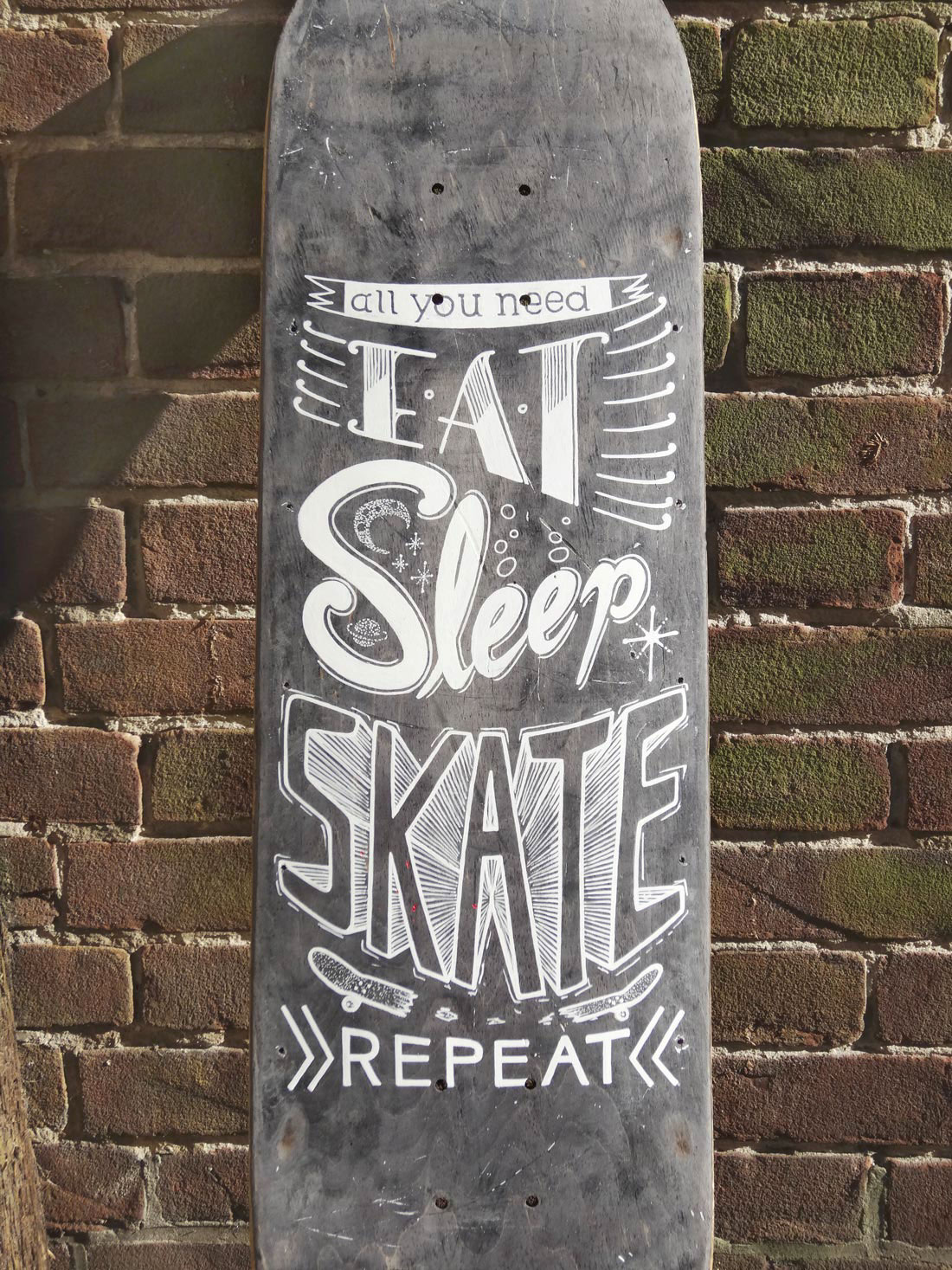 skate skateboard Board Design typographic lettering Hand Painted Posca Surf HAND LETTERING