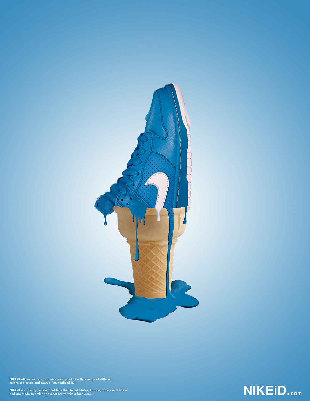 Nike ice cream shoes photoshop design Project print posters magazine page layout advertisment vintage Style art graphic