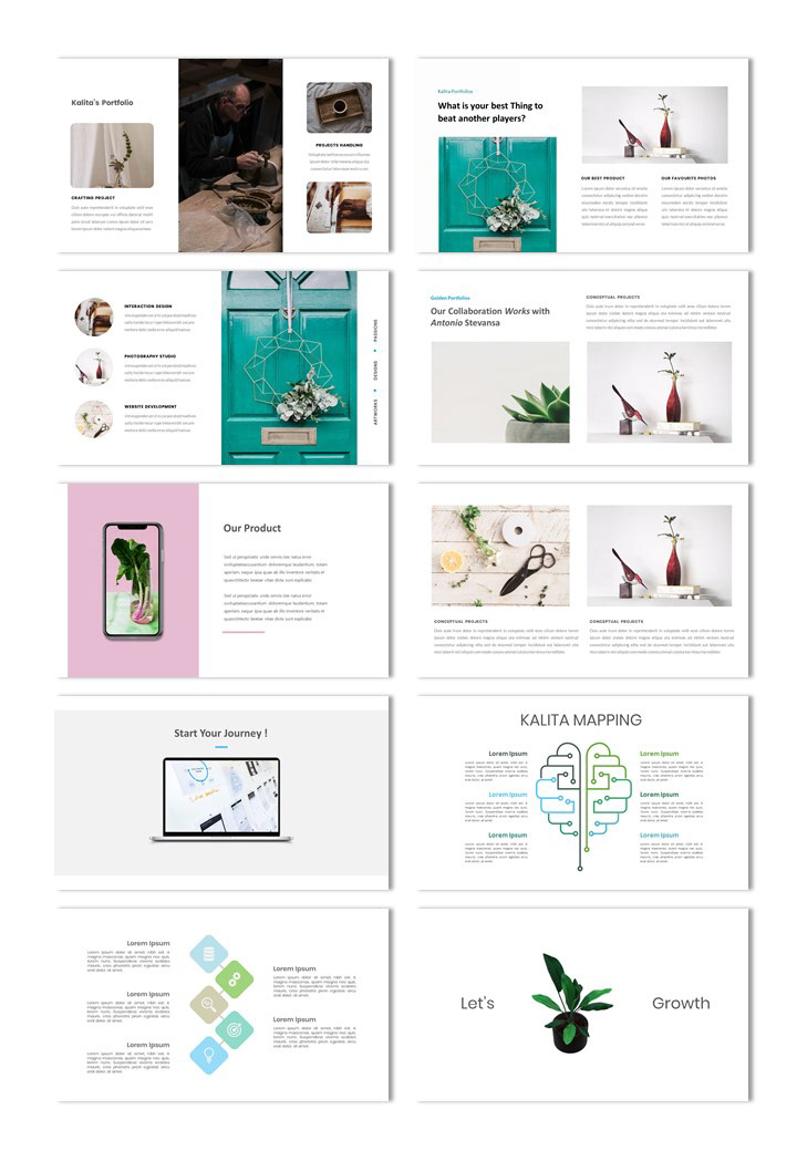 presentation template presentation design Powerpoint Keynote googleslides free minimalist Nature service green