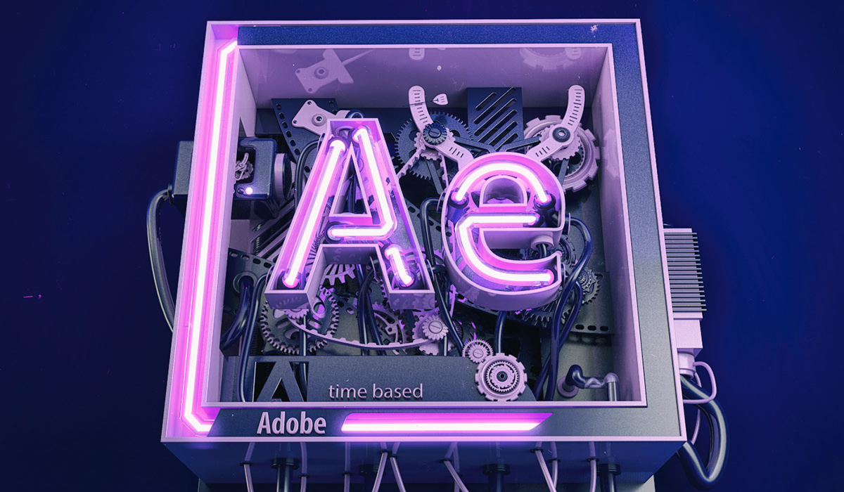 adobe Adobe After Effects after effects 3D video neon light mechanical engine logo