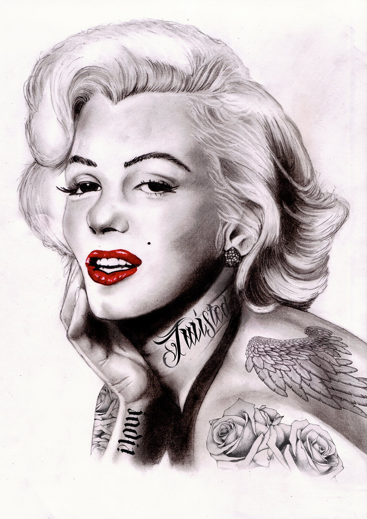 illustrations Clothing brand model Military t-shirt Marilyn Monroe tattoos