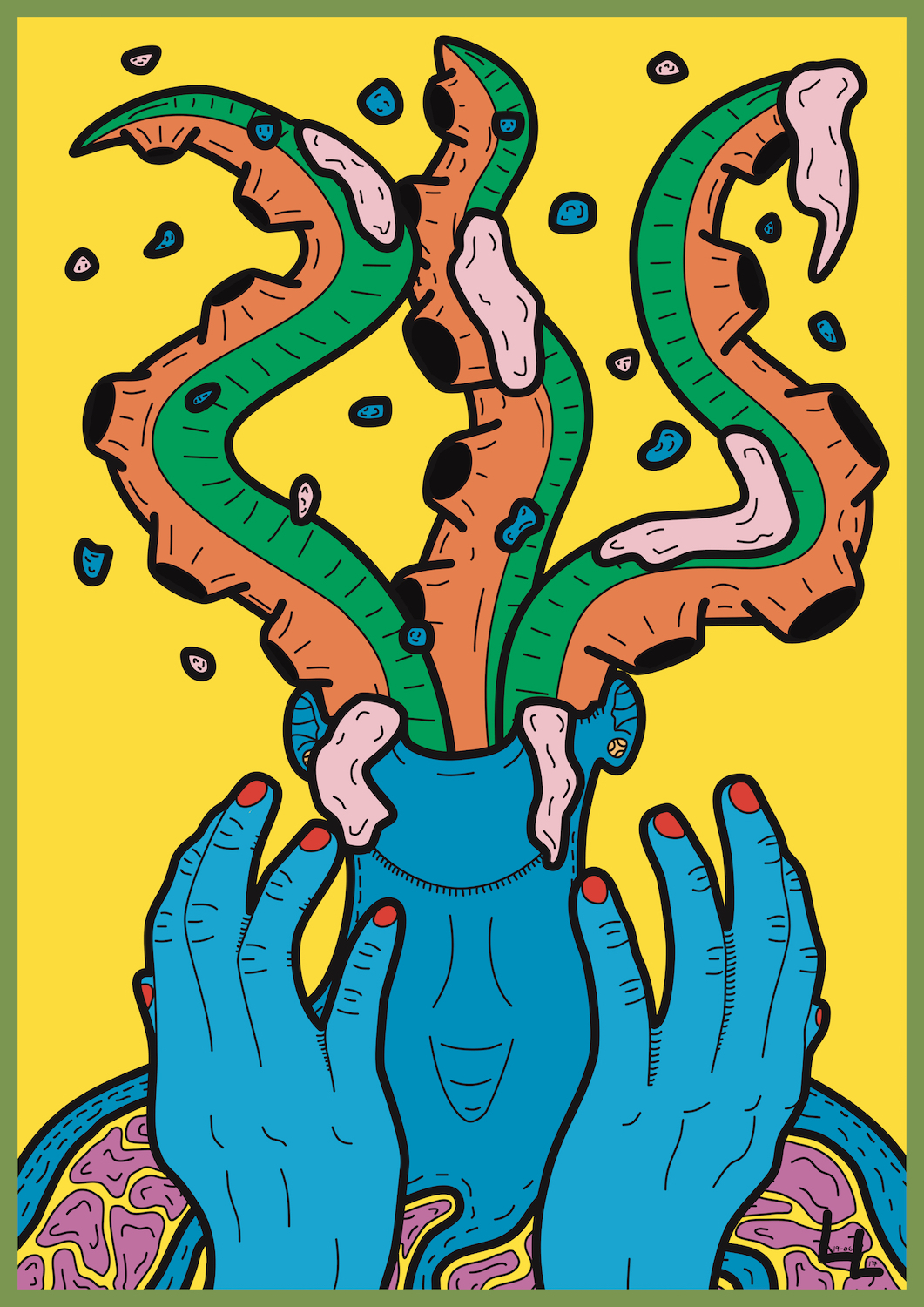 art tentacles brain body color fear headache thoughts