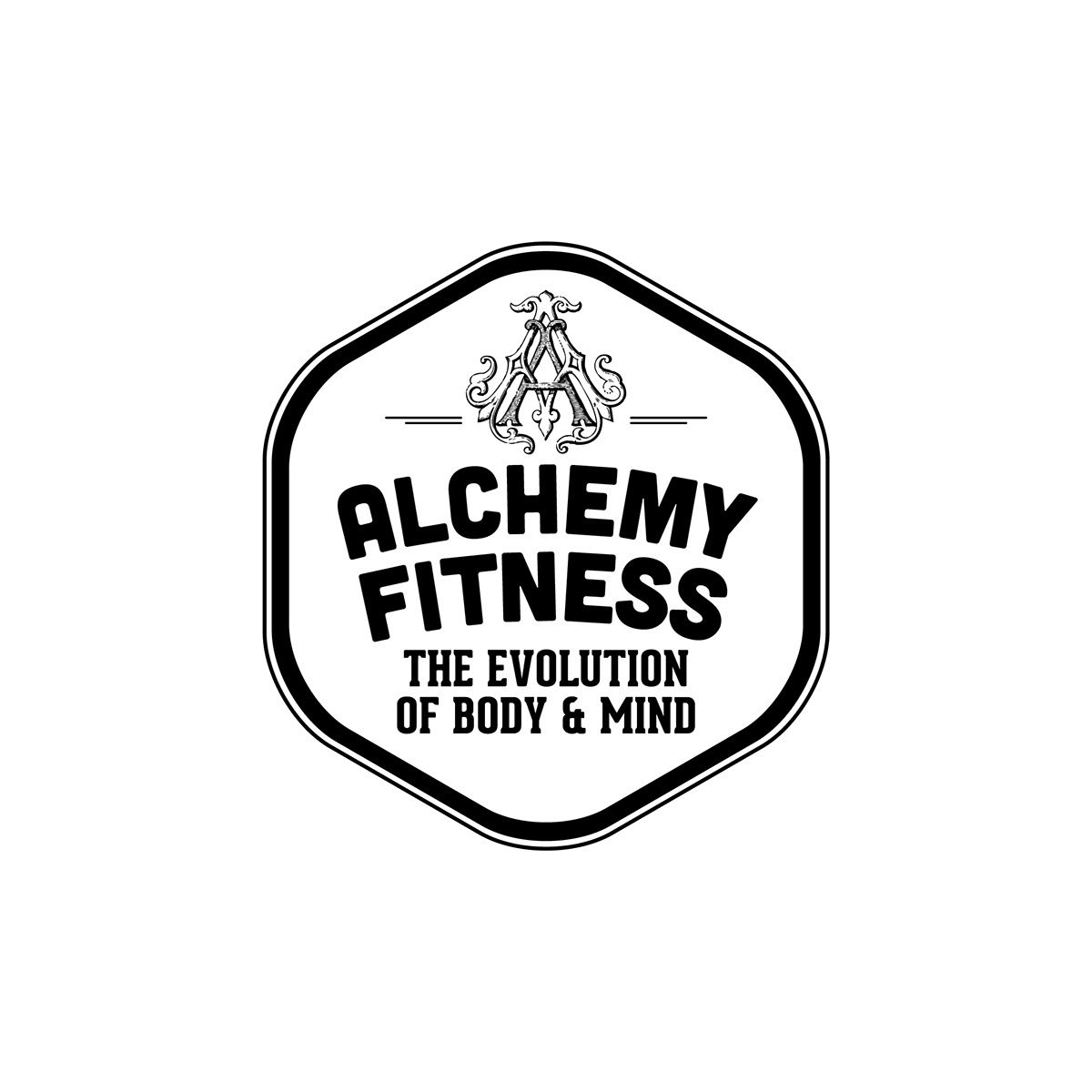 logo fitness alchemy black and white