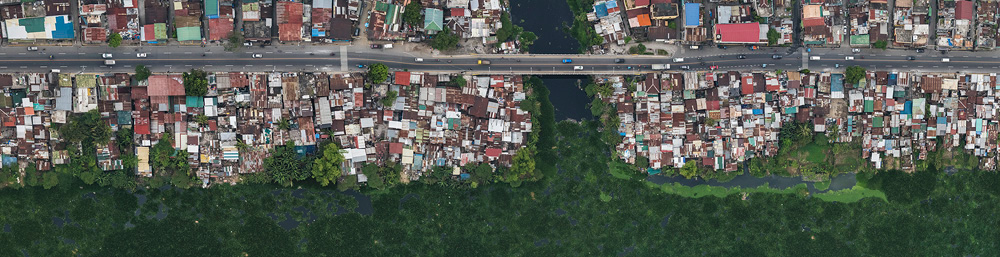 Manila philippines city Aerial overpopulation slums Megacity rooftops asia