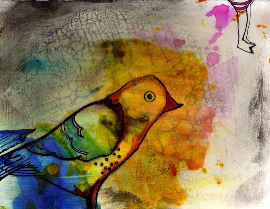 collage mixed media Imagery children fantasy contemporary whimsical birds airplanes